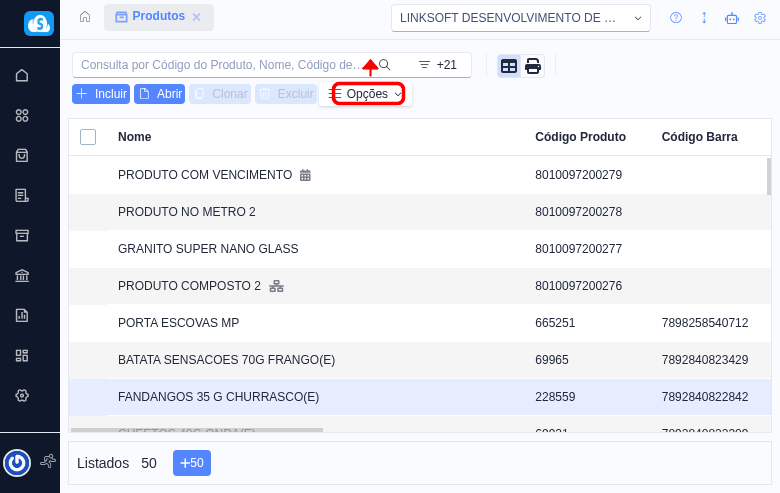 Tela de listagem de vendas autorizadas