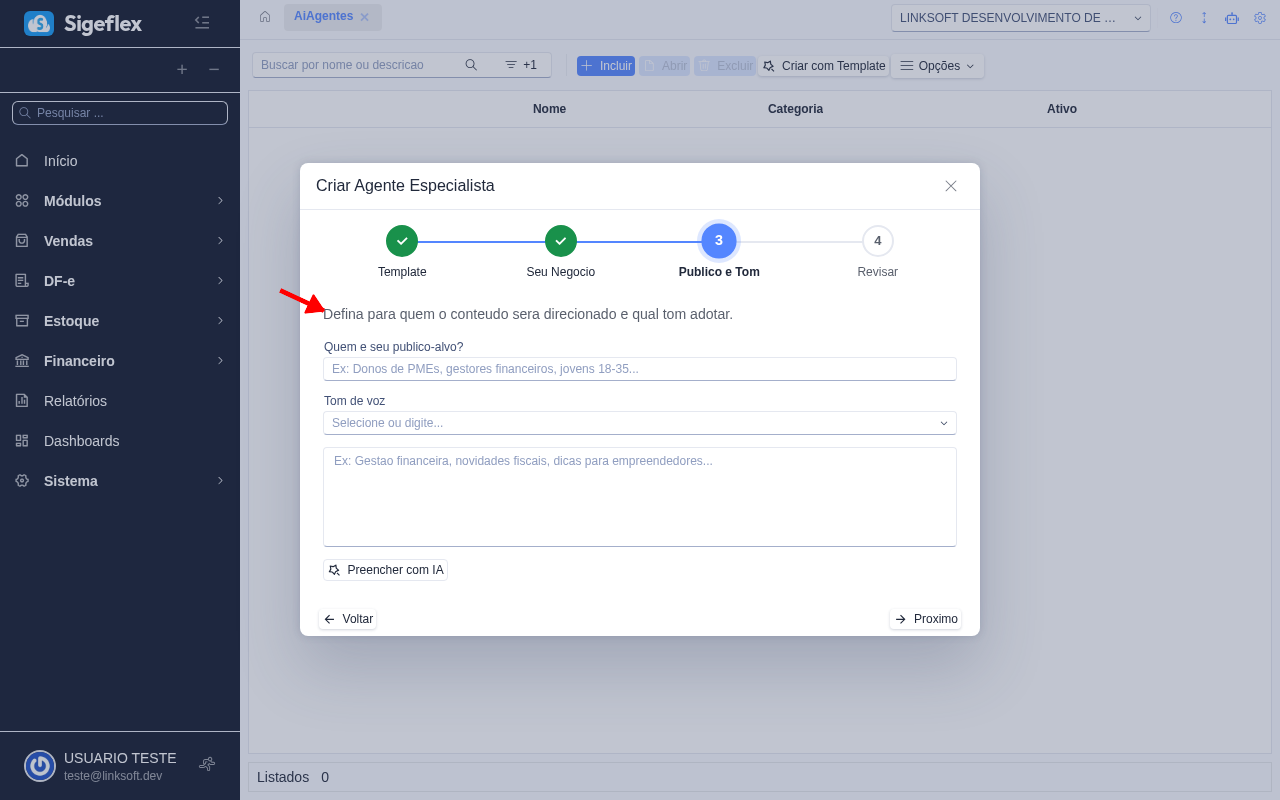 Assistente de criação - Etapa 3: Público-alvo e tom de voz
