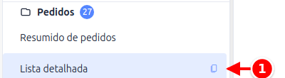 Relatório com o mouse sobre ele, mostrando o ícone de duplicar numerado de 1 a 1