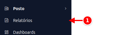 Menu lateral com a opção Relatórios numerada de 1 a 1