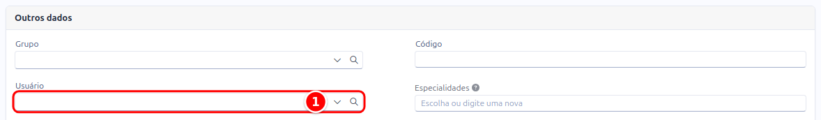 Quadro Outros dados do cadastro de pessoa com o campo Usuário numerado de 1 a 1